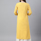 Janasya Women's Mustard Crepe Foil Print Casual Straight Kurta | Swadesiicart