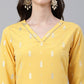 Janasya Women's Mustard Crepe Foil Print Casual Straight Kurta | Swadesiicart