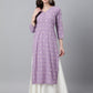 Indian Clothing Janasya Women's Lavender Crepe Foil Print Casual Straight Kurta | Swadesiicart