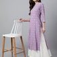 Indian Clothing Janasya Women's Lavender Crepe Foil Print Casual Straight Kurta | Swadesiicart