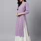 Indian Clothing Janasya Women's Lavender Crepe Foil Print Casual Straight Kurta | Swadesiicart