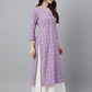 Indian Clothing Janasya Women's Lavender Crepe Foil Print Casual Straight Kurta | Swadesiicart
