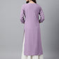Indian Clothing Janasya Women's Lavender Crepe Foil Print Casual Straight Kurta | Swadesiicart