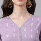 Indian Clothing Janasya Women's Lavender Crepe Foil Print Casual Straight Kurta | Swadesiicart