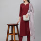 Janasya Women's Maroon Crepe Solid Straight Festival Kurta Set | Swadesiicart