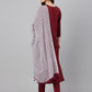Janasya Women's Maroon Crepe Solid Straight Festival Kurta Set | Swadesiicart