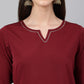 Janasya Women's Maroon Crepe Solid Straight Festival Kurta Set | Swadesiicart