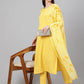 Janasya Women's Yellow Crepe Solid Straight Festival Kurta Set | Swadesiicart
