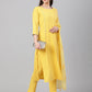 Janasya Women's Yellow Crepe Solid Straight Festival Kurta Set | Swadesiicart