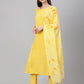 Janasya Women's Yellow Crepe Solid Straight Festival Kurta Set | Swadesiicart