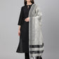 Janasya Women's Black Crepe Silk Solid Straight Festival Kurta Set | Swadesiicart