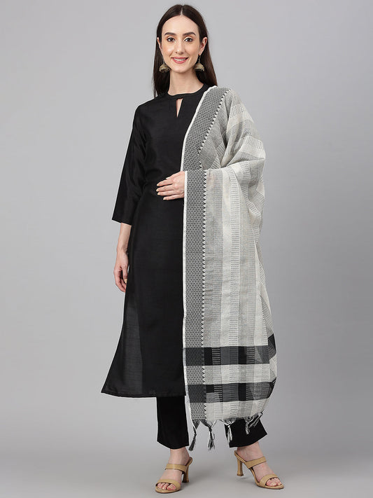 Janasya Women's Black Crepe Silk Solid Straight Festival Kurta Set | Swadesiicart