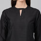 Janasya Women's Black Crepe Silk Solid Straight Festival Kurta Set | Swadesiicart