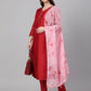 Janasya Women's Maroon Crepe Silk Solid Straight Festival Kurta Set | Swadesiicart