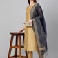 Janasya Women's Gold Crepe Silk Solid Straight Festival Kurta Set | Swadesiicart