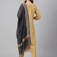 Janasya Women's Gold Crepe Silk Solid Straight Festival Kurta Set | Swadesiicart