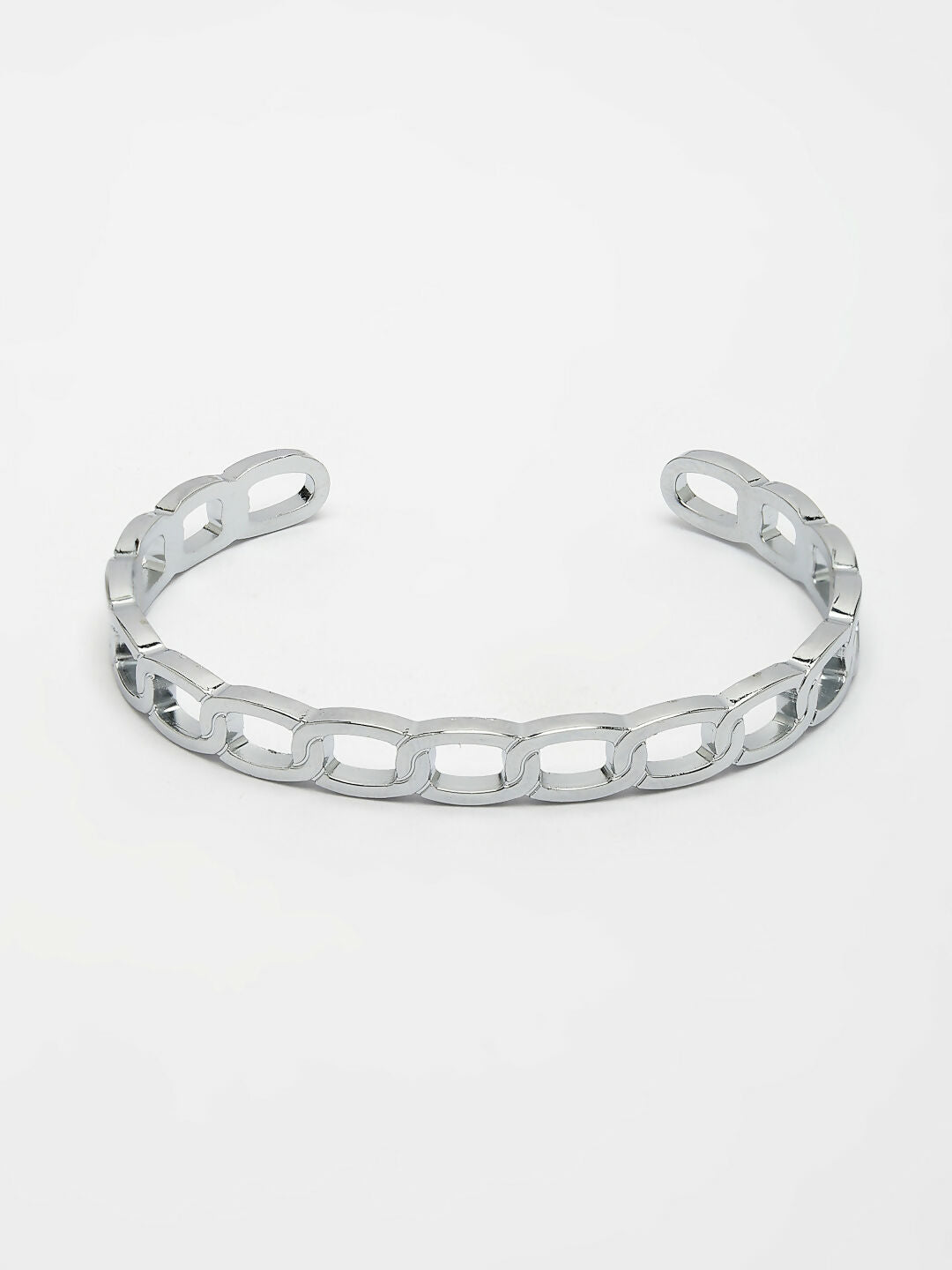 NVR Men's Silver-Plated Metal Cuff Bracelet - Swadesiicart