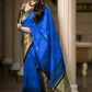 DEIANA'S Beautiful Designer Golden zari Soft Lichi Silk Saree - Royal Blue - Swadesiicart