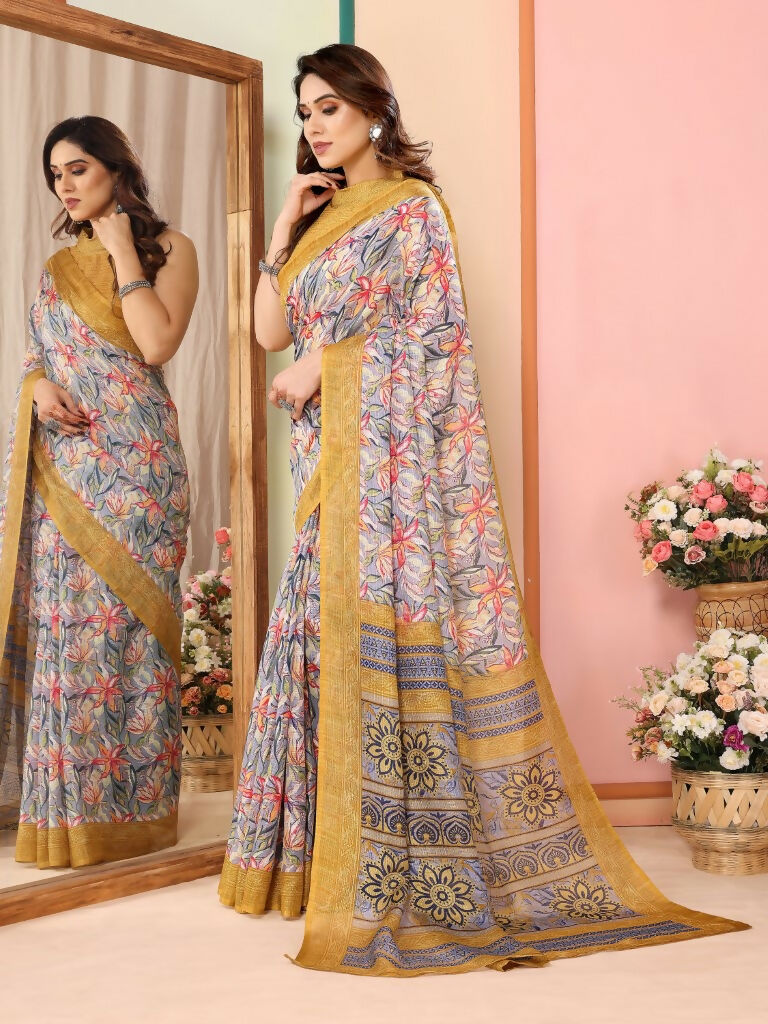 Partywear Designer Mustard Kota Doriya Fancy Saree - Dyuti | Swadesiicart