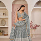 Aastha Fashion Gray Butterfly Net White Cotton Thread Work, Zari Work And Sandwich Sequence Work Embroidery Wedding Wear Lehenga Choli
