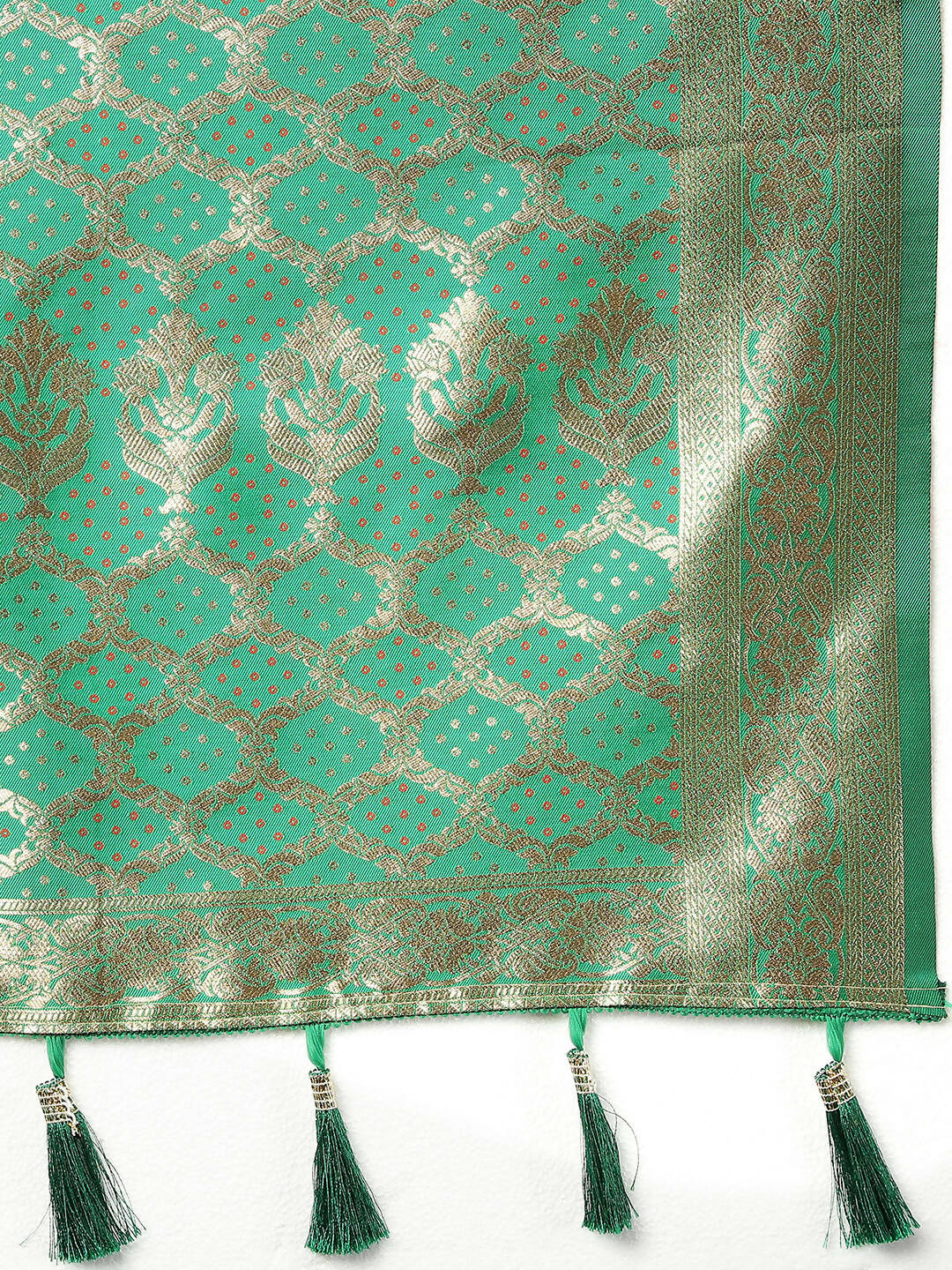 Lorenvalley Fashion Blue & Green Patola Silk Woven Design Meenakari Weaving Saree - Swadesiicart