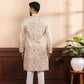 Beige Art Silk Digital Printed, Embroidery Work Kurta Set - Mahotsav