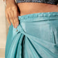 Blue Satin Solid Designer, Printed Party Wear Ready To Wear Saree - Nasreen | Swadesiicart