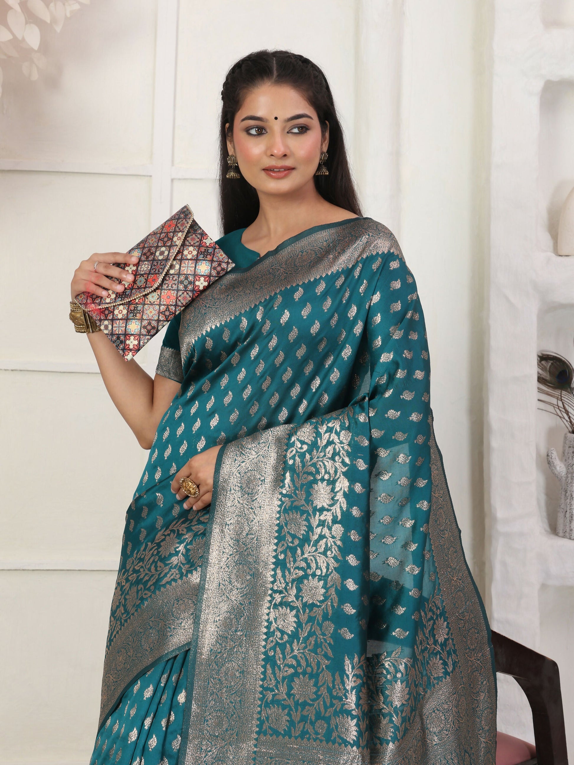 Shree Shyam Fashion Lichi Silk Rama Saree