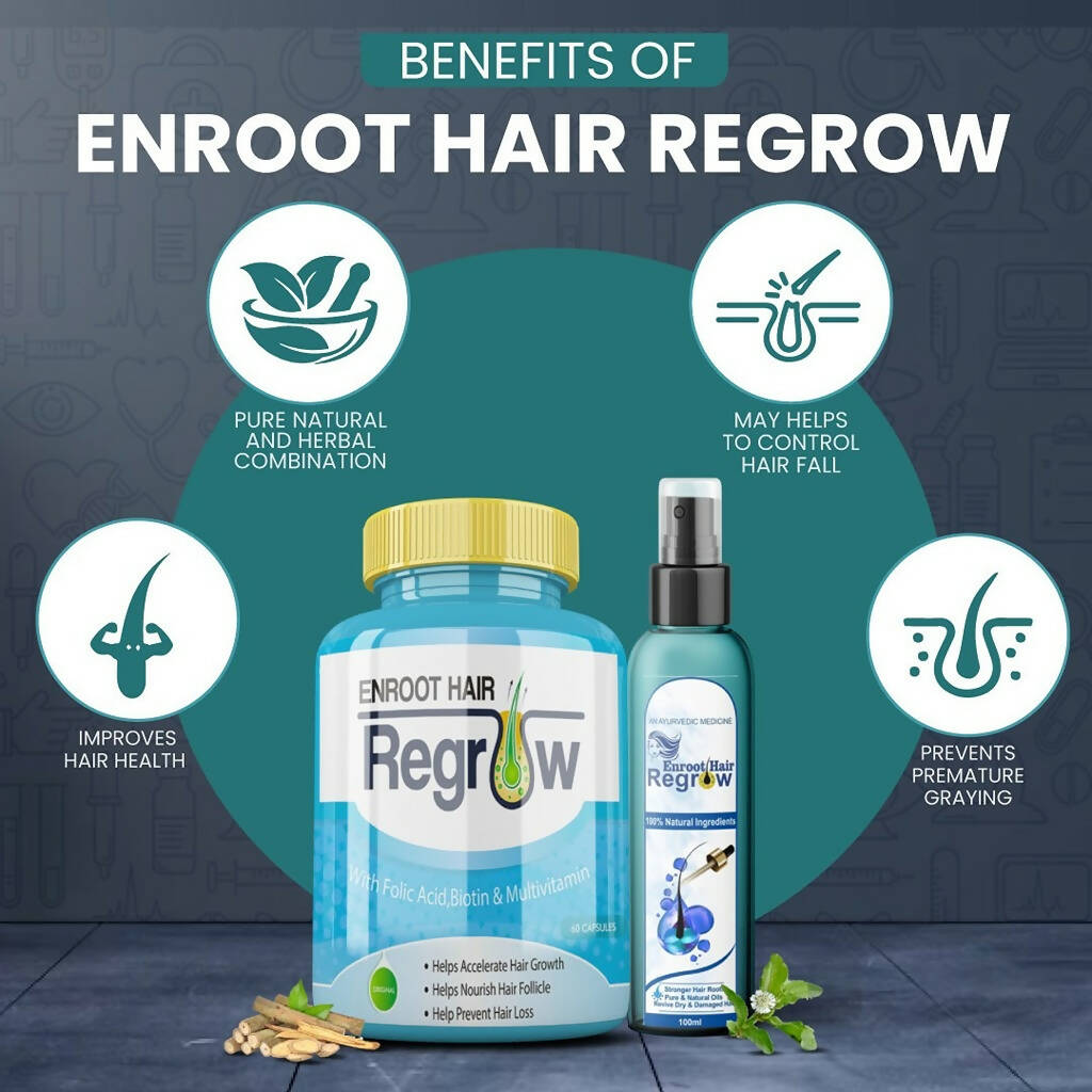 Divya Shree Enroot Hair Regrow Capsule & Oil Nourish & Cleanse Hair Kit - Swadesiicart