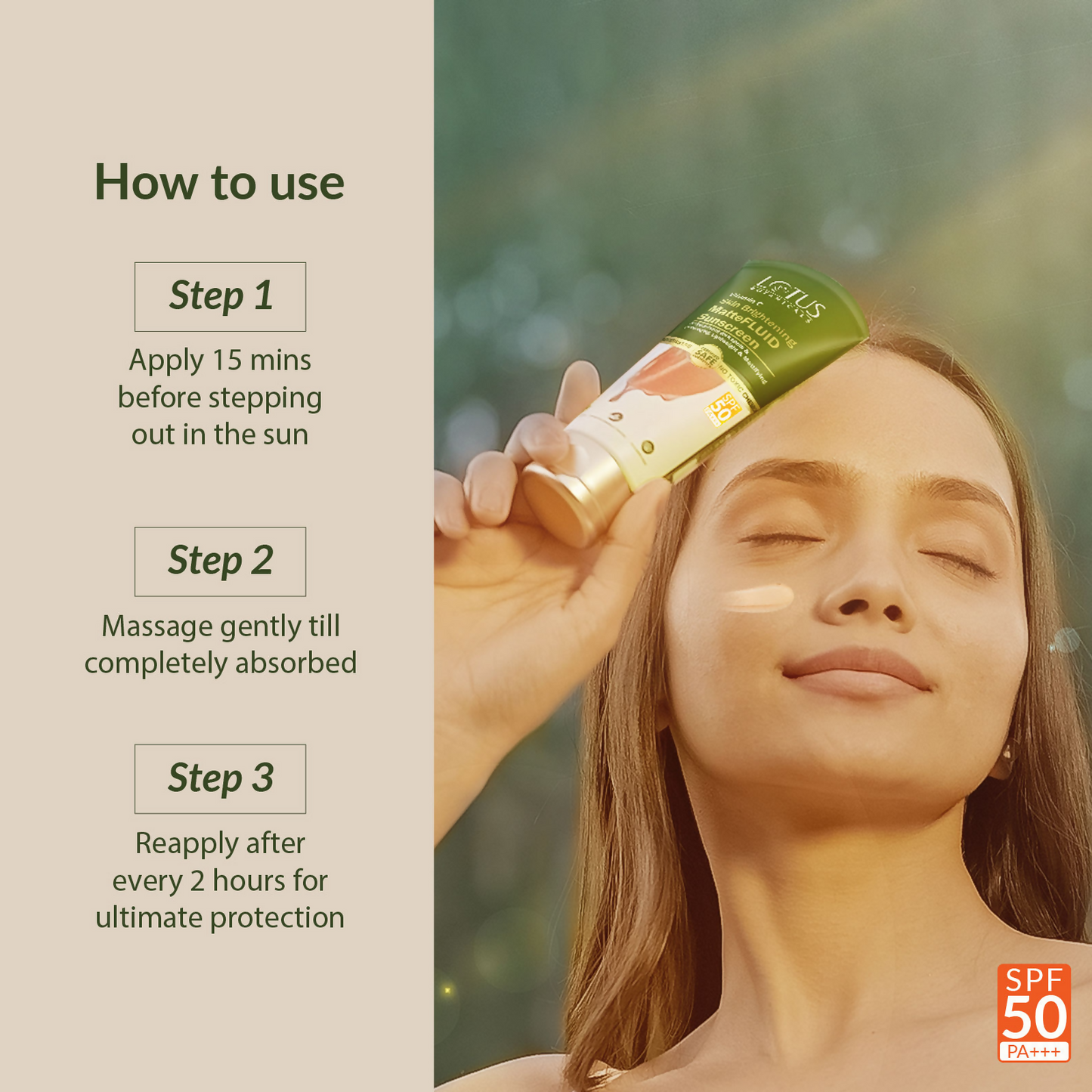 Lotus Botanicals 100x Vitamin C Matte Fluid Sunscreen, Sun Protect & Skin Brightening, SPF 50, PA+++ | Swadesiicart