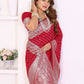 Aastha Fashion Red Georgette Silk Zari Weaving Saree