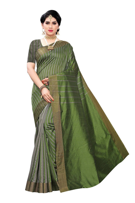 Vamika Paithani Green Cotton Silk Weaving Saree (Paithani Green) | Swadesiicart