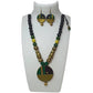 Terracotta Round Pendant Boho Style Medium Necklace Set With Hangings