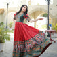 Jyoti Fashion Women's Red Patola with Foil Print Dola Silk Anarkali Dress | Swadesiicart