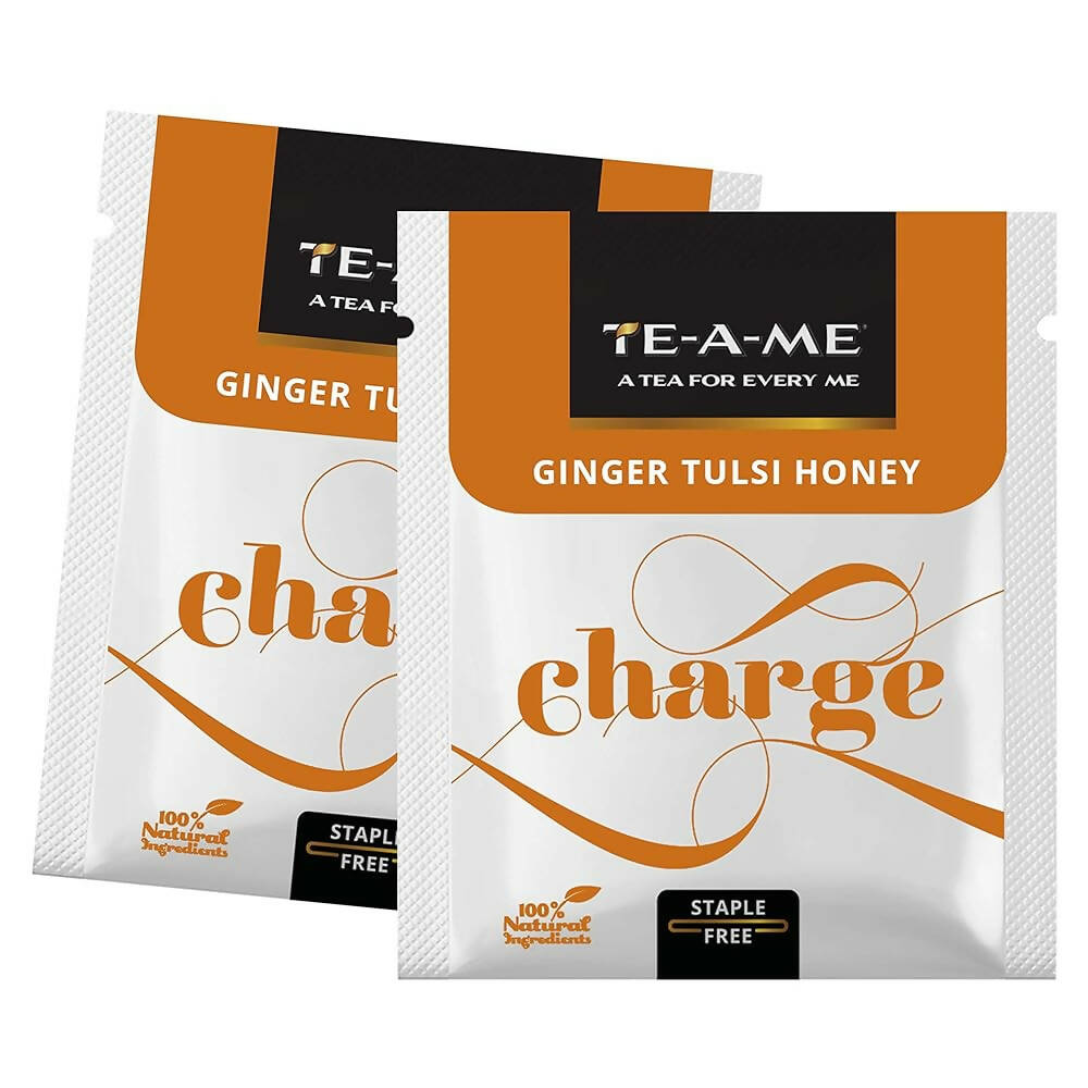 TE-A-ME Charge Ginger Tulsi Honey Herbal Infusion Tea Bags - Swadesiicart