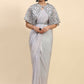 Grey Satin Solid Ready to wear Saree with stitched Blouse - Vanita | Swadesiicart