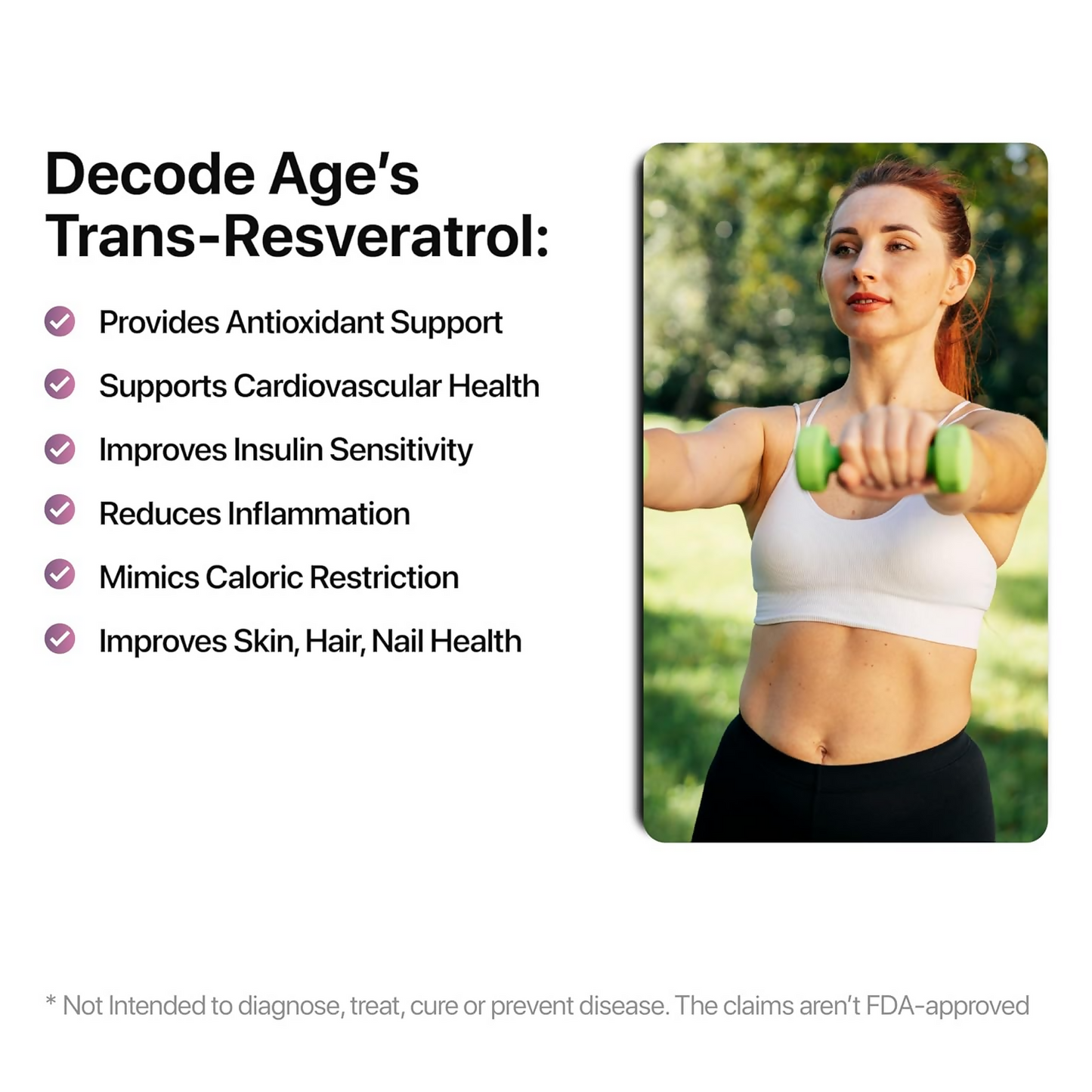 Decode Age 99.5% Pure Trans Resveratrol 250mg Supplement Capsules | Swadesiicart
