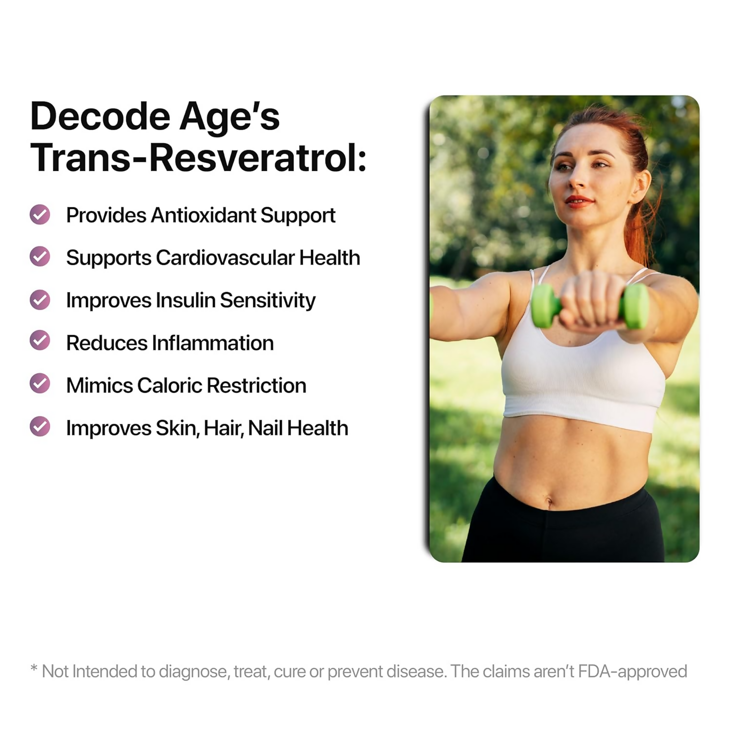 Decode Age 99.5% Pure Trans Resveratrol 250mg Supplement Capsules | Swadesiicart