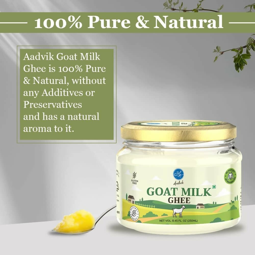 Aadvik A2 Goat Milk Ghee with Ayurvedic Benefits | 100% Pure & Natural Goat Milk Ghee | From Grass Fed Goat A2 Milk | Swadesiicart