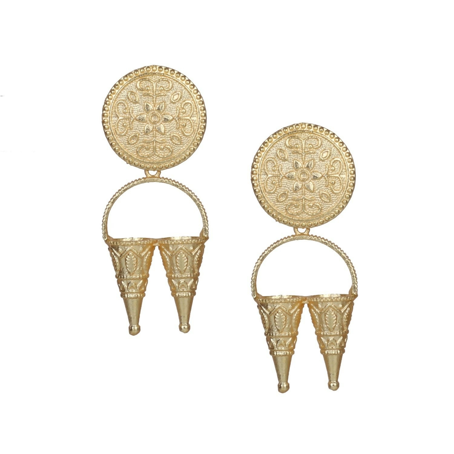 Joban Fashion Women Matte Gold Brass Earrings | Swadesiicart