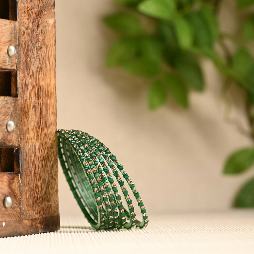 Afast Elegant Bridal & Wedding Party Fashion Bangle/Kada Set, Green, Glass, Pack Of 12 Model No- A2 - Swadesiicart