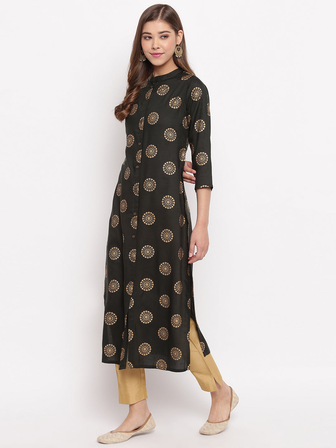 NOZ2TOZ Women Dark Green Cotton Kurti (1pc) - Swadesiicart