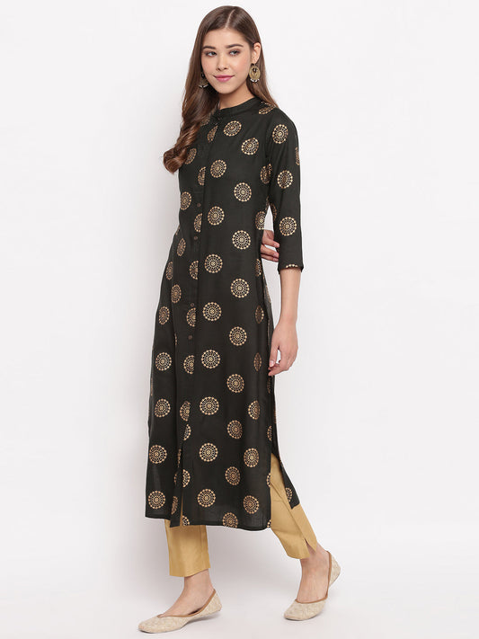NOZ2TOZ Women Dark Green Cotton Kurti (1pc) - Swadesiicart