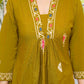 Jaimini Women Cotton Printed V-Neck 3/4 Sleeves Calf Length Flared Kurta Pant And Dupatta Set