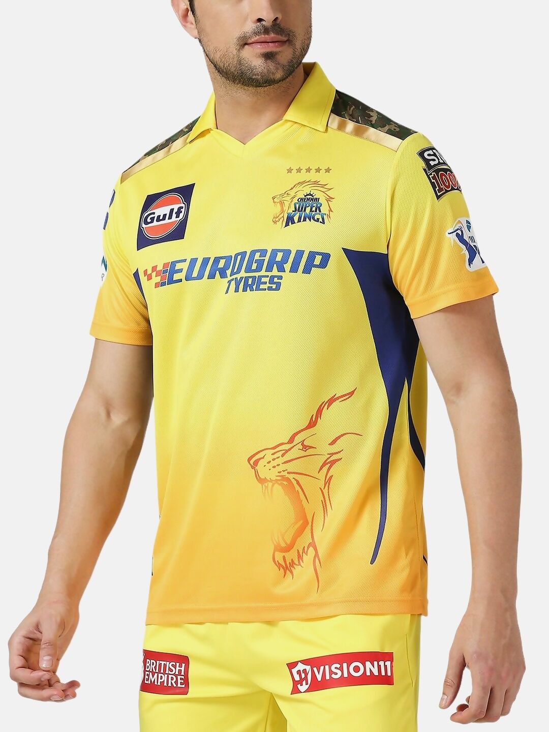 playR Men Printed Polo Collar Dri-FIT CSK Fan Jersey IPL, T20 | Swadesiicart