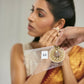 Nuyug 22K Gold-Plated Kundan Studded & Pearl Beaded Floral Chandbali Earrings | Swadesiicart