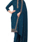 Blue Silk Embroidered with Sequins work Unstitched Dress Material - Tanvi