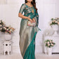 Aastha Fashion Light Green Soft Organza Silk Weaving Saree