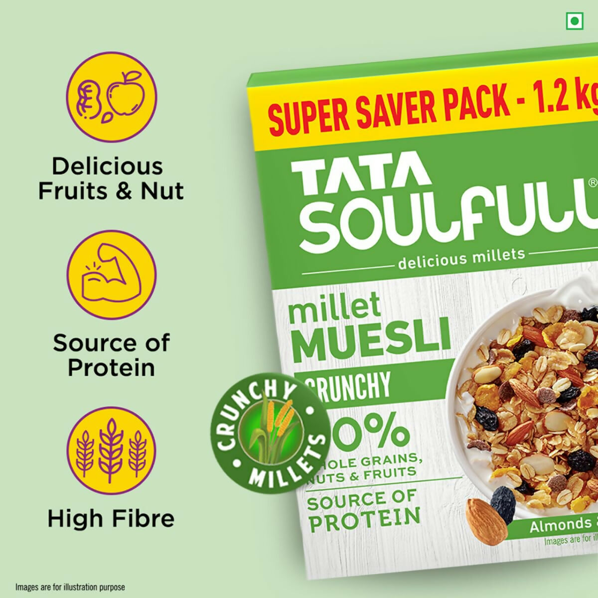Tata Soulfull Millet Muesli Crunchy Breakfast Cereals - Swadesiicart