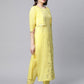 Ahalyaa Women Yellow Pure Cotton Printed Floral Kurta With Trousers | Swadesiicart